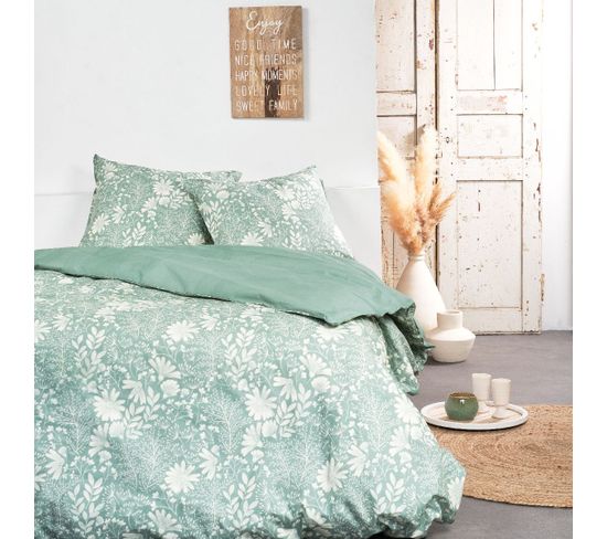 Parure De Lit  Sunshine Elsa En Coton - Vert - 260x240 Cm