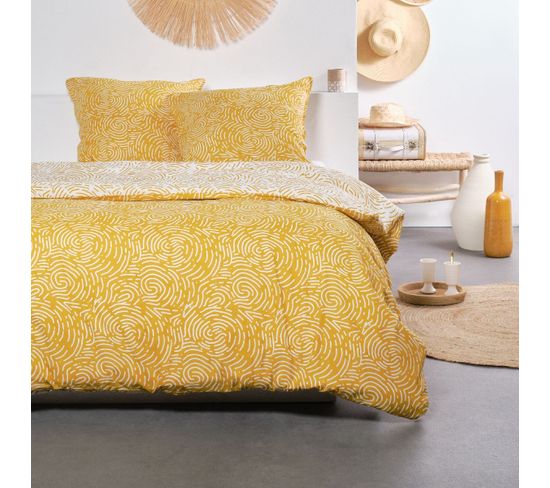 Parure De Lit  Sunshine Sam En Coton - Jaune - 240x220 Cm