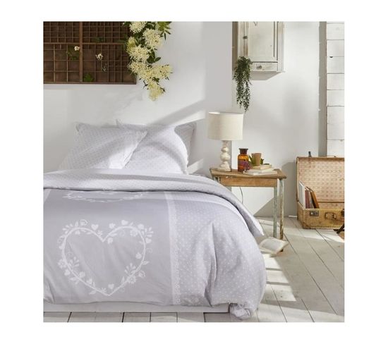 Parure De Lit   Housse De Couette 240x260 + 2 Taies D Oreiller 63x63  100% Coton 57 Fils  Constance