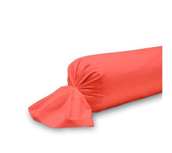 Taie De Traversin Unie, Corail, 45x185cm, 100% Coton