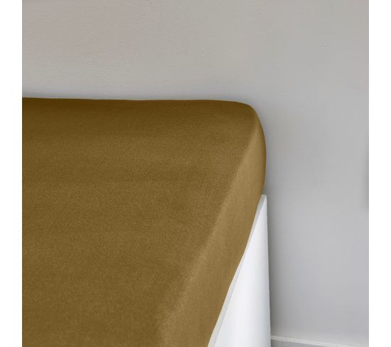 Drap Housse 1 Personne Uni Essential En Coton - Bronze - 90x190 Cm