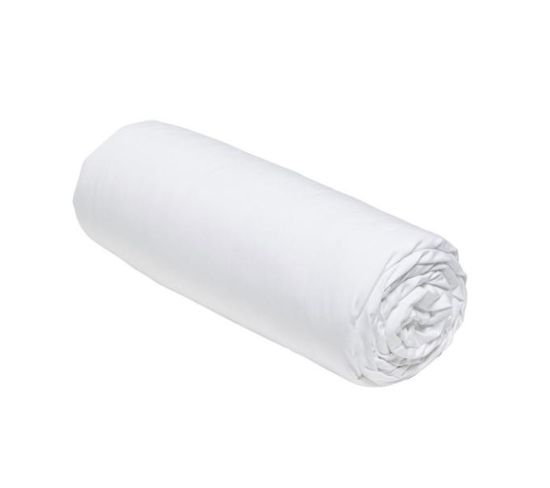 Drap Housse 180x200cm Prestige Percale, Blanc Craie, 100% Coton Percale 78 Fils,