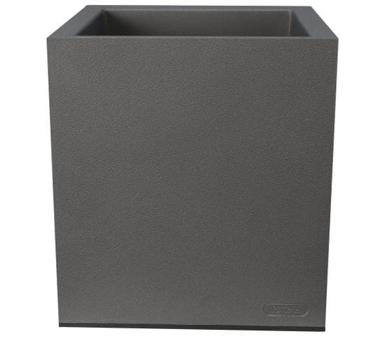 Pot En Plastique Carré Aspect Granit 40 Cm Gris