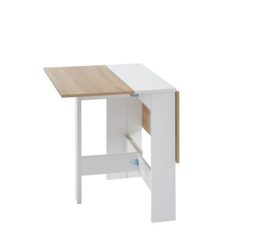 Table Pliable Juno  Blanc Et Effet Chêne  104cm