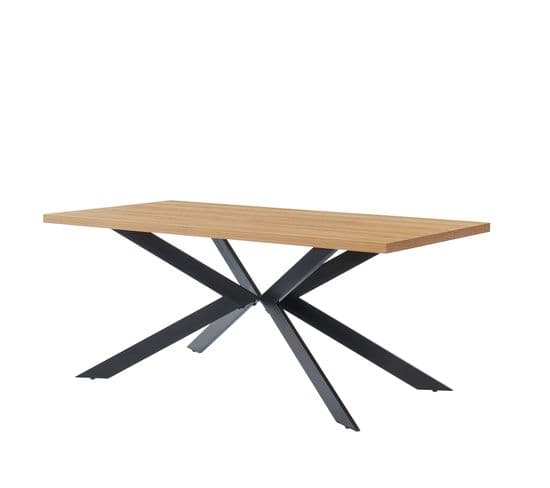 Table à Manger Felix  Effet Chêne Et Métal Noir  Pieds En X 180cm