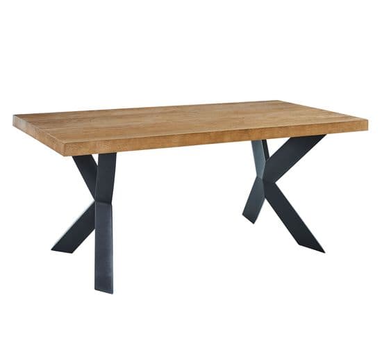 Table De Séjour Platon  Placage Chêne Et Métal Noir  180cm