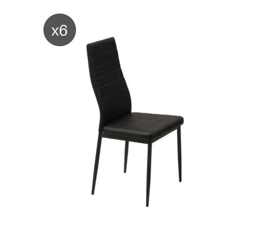 Lot De 6 Chaises De Salle A Manger En Simili Noir - Style Contemporain - Sam - L 50 X P 44 Cm