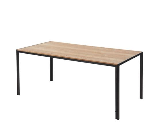 Table De Séjour Soho  Placage Bois Et Métal Noir  180cm
