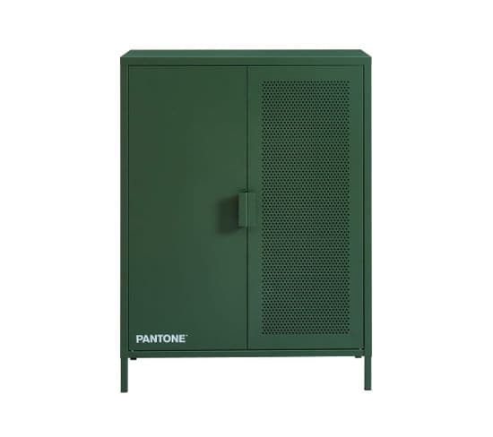 Nino - Buffet Haut 2 Portes En Métal Pantone H100cm - Couleur - Vert