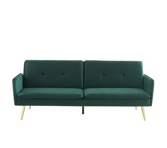 Canapé Droit Adam Convertible Velours Vert Foncé