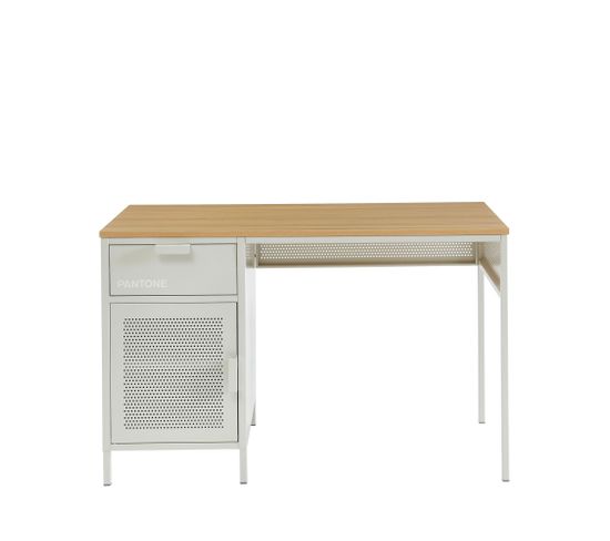 Nino - Bureau 1 Porte 1 Tiroir En Métal Pantone L120cm - Couleur - Beige