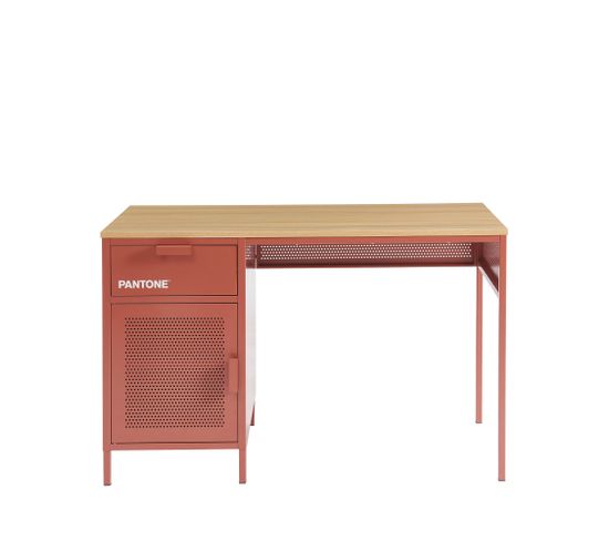 Nino - Bureau 1 Porte 1 Tiroir En Métal Pantone L120cm - Couleur - Terracotta