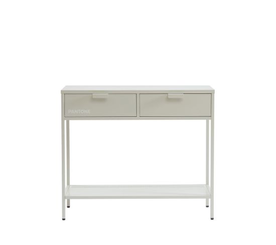 Nino - Console 2 Tiroirs En Métal Pantone L100cm - Couleur - Beige