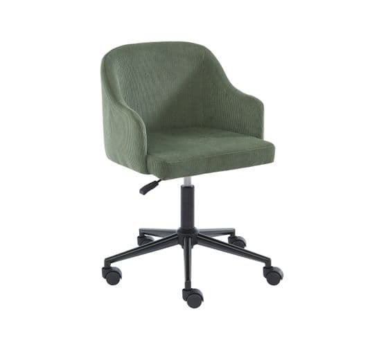 Fauteuil De Bureau Barnabe En Velours Côtelé Vert