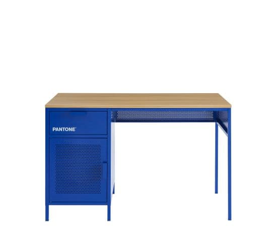 Nino - Bureau 1 Porte 1 Tiroir En Métal Pantone L120cm - Couleur - Bleu Klein