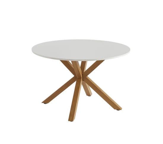 Table à Manger Ronde Harry Blanc Et Effet Chêne 120cm