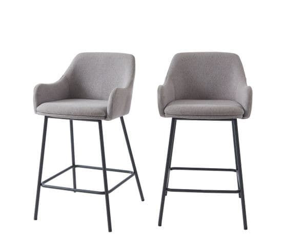 Lot De 2 Tabourets De Bar Nils Tissu Gris