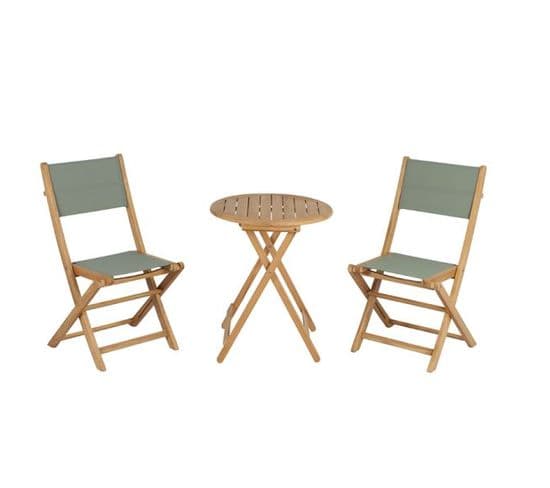 Ensemble Table Et Chaises Safari 2 Places En Bois Teck 100%fsc