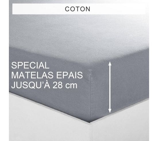 Drap-housse Matelas Épais Coton Tertio® -90 X 190