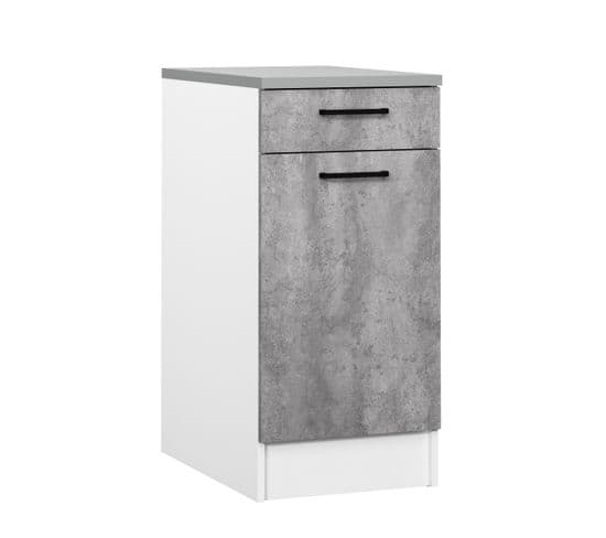 Bas 40 cm 1 porte 1 tiroir MALICE gris béton