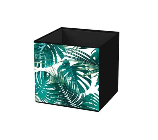 Cube De Rangement Pliable - 31 X 31 Cm - Motif Feuillage