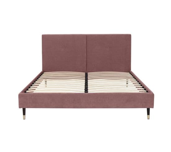 Tristan Lit Double Velours Vieux Rose 160x200