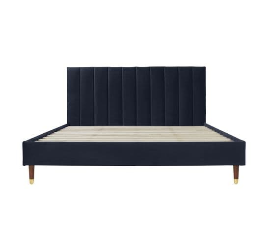 Thelma Lit Double Velours Bleu Nuit 160x200