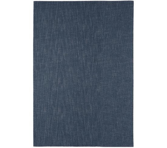 Tapis Tufté Main Scottish En Laine - Bleu Anthracite - 170x240 Cm