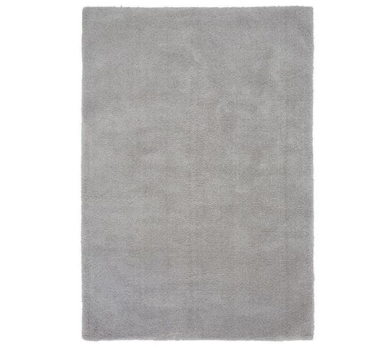 Tapis Shaggy Tufté Tito En Polyester - Argent - 120x170 Cm