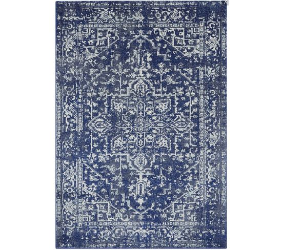 Tapis Moderne Tissé Plat à Motifs Avon En Polypropylène - Bleu - 160x230 Cm