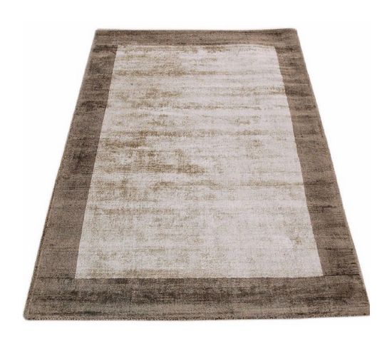 Tapis à Bordures Lame En Viscose - Marron Chocolat - 120x170 Cm