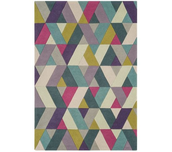 Tapis À Motifs Flashy En Laine - Multicolore - 140x200 Cm