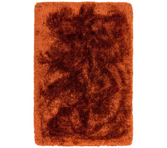 Tapis Shaggy Tufté Splash En Polyester - Orange - 140x200 Cm