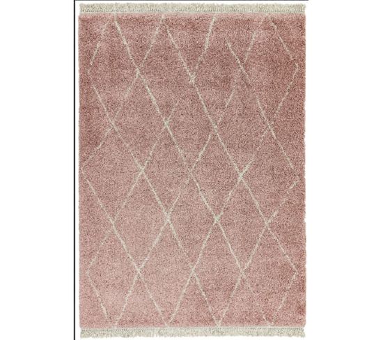 Tapis Style Berbère Diko En Polypropylène - Rose Pâle - 160x230 Cm