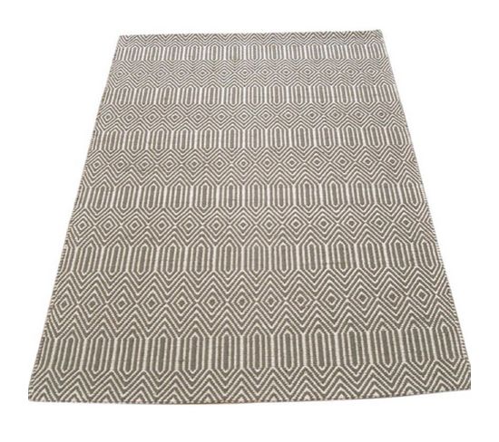 Tapis Tissé Main Silwan En Coton - Argent - 120x170 Cm