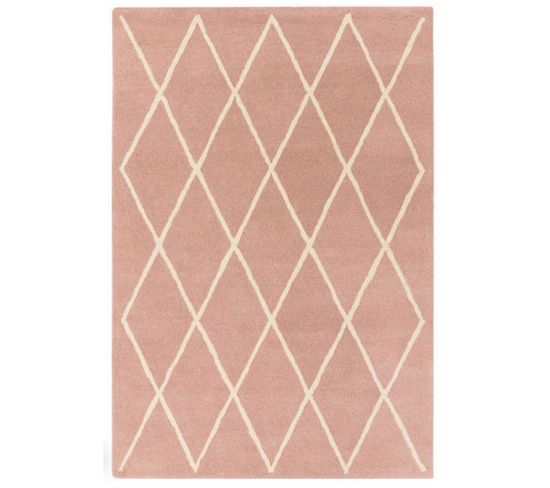 Tapis Style Berbère Diamond En Laine - Rose - 120x170 Cm