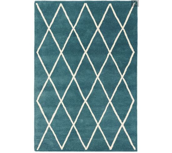 Tapis Style Berbère Diamond En Laine - Bleu Turquoise - 120x170 Cm