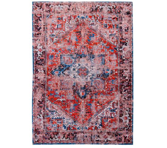 Tapis De Salon Classic Brick En Coton - Rouge - 140x200 Cm