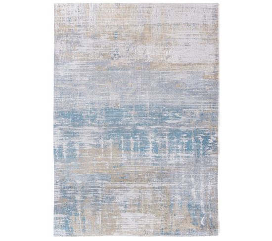 Tapis De Salon Long Island Blue En Coton - Bleu Lagon - 140x200 Cm