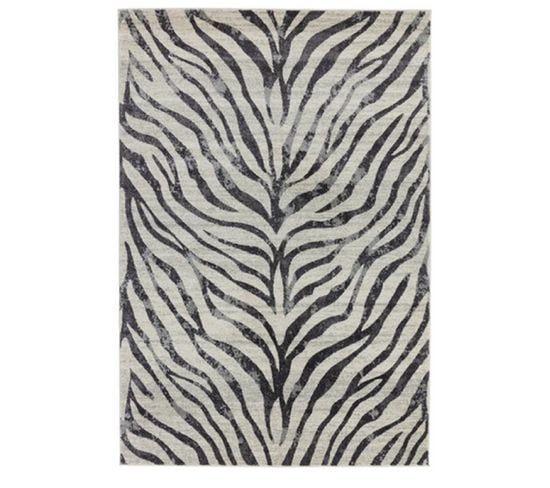 Tapis De Salon Moderne Avon Zebra En Polypropylène - Noir - 160x230 Cm