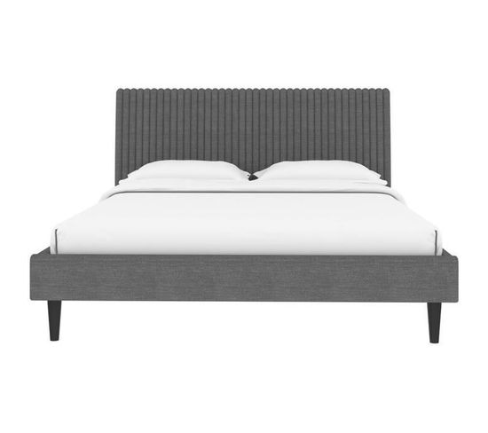 Lit Adulte Remsen 160 X 200 Cm Sommier Inclus Gris Foncé