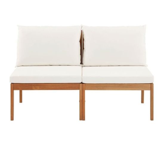 Banquette De Jardin Alma En Bois D'acacia Fsc Avec Coussins - 2 Personnes - Blanc