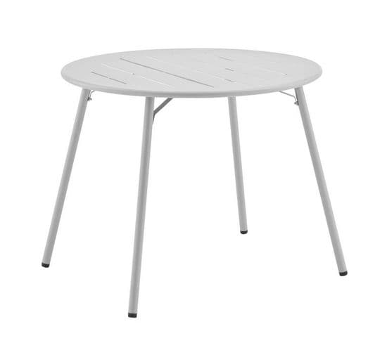 Table De Jardin Ronde - 90 Cm - Acier - Gris