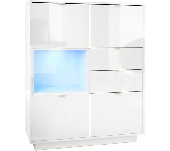 Buffet Intégralement Laqué Blanc (hxlxp) : 123 X 103 X 38 + LED