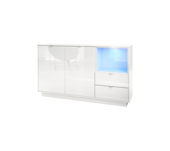 Buffet   Laqué Blanc Avec Insertion Blanche  + LED 88 X 153 X 38