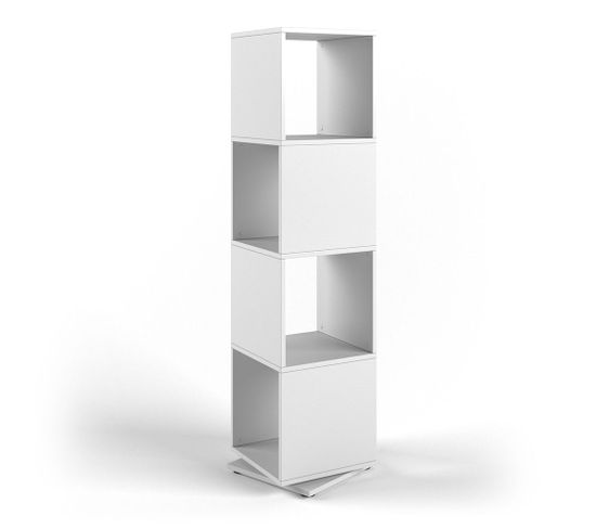 Colonne Étagère Rotative En Blanc 144,2 X 35,2 X 35,2 Cm (hxlxp)