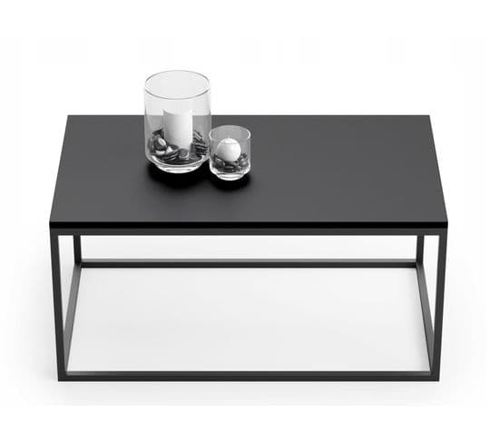 Table Basse Plateau Noir 100 X 60 X 48