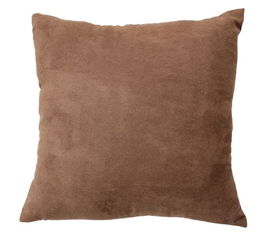 Coussin Déhoussable Zippé - 40x40 Cm - Marron Chocolat