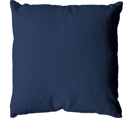 Coussin Uni Effet Bachette Déhoussable - 60 X 60 Cm - Bleu Marine