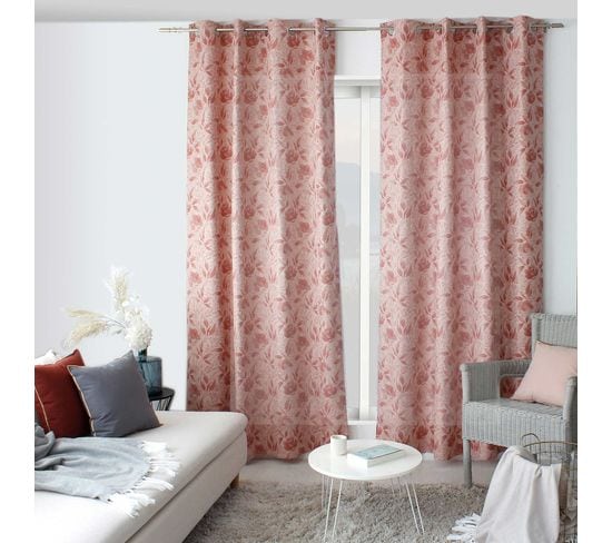 Rideau Tamisant Aux Couleurs Poudrées - 135 X 240cm - Beige Rose